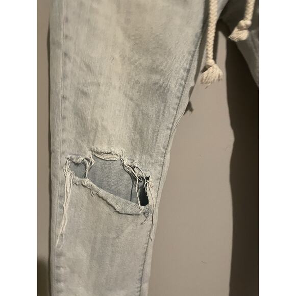 One Teaspoon Jeans Womens XS Shabbies Drawstring Boyfriend Distressed Light Wash - Picture 3 of 10